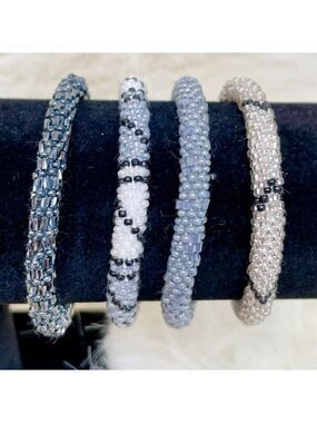 HAND CRAFTED in Nepal Beaded Bracelets (set of 4) BLGR4